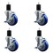 Service Caster 4'' Blue Poly Swivel 1-3/4'' Expanding Stem Caster Set with Brake, 4PK SCC-EX20S414-PPUB-BLUE-TLB-134-4 - alternate 1